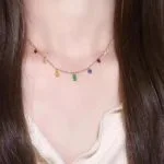 Elegant Anti-Tarnish Gold Plated Multicolor CZ Necklace - Image 4