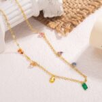 Gold Plated Multicolor CZ Necklace