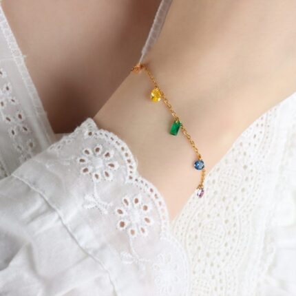 Gold Plated Multicolor CZ Bracelet
