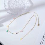 Lightweight gold plated necklace with multicolor stones