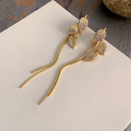leaf tassel earrings