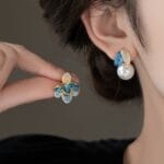blue enamel earrings