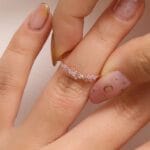 Aylana adjustable wildflower ring in 18k gold plated stainless steel with pink and green stones